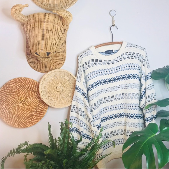 vtg vsco blue nordic oversized boyfriend sweater - Picture 7 of 8